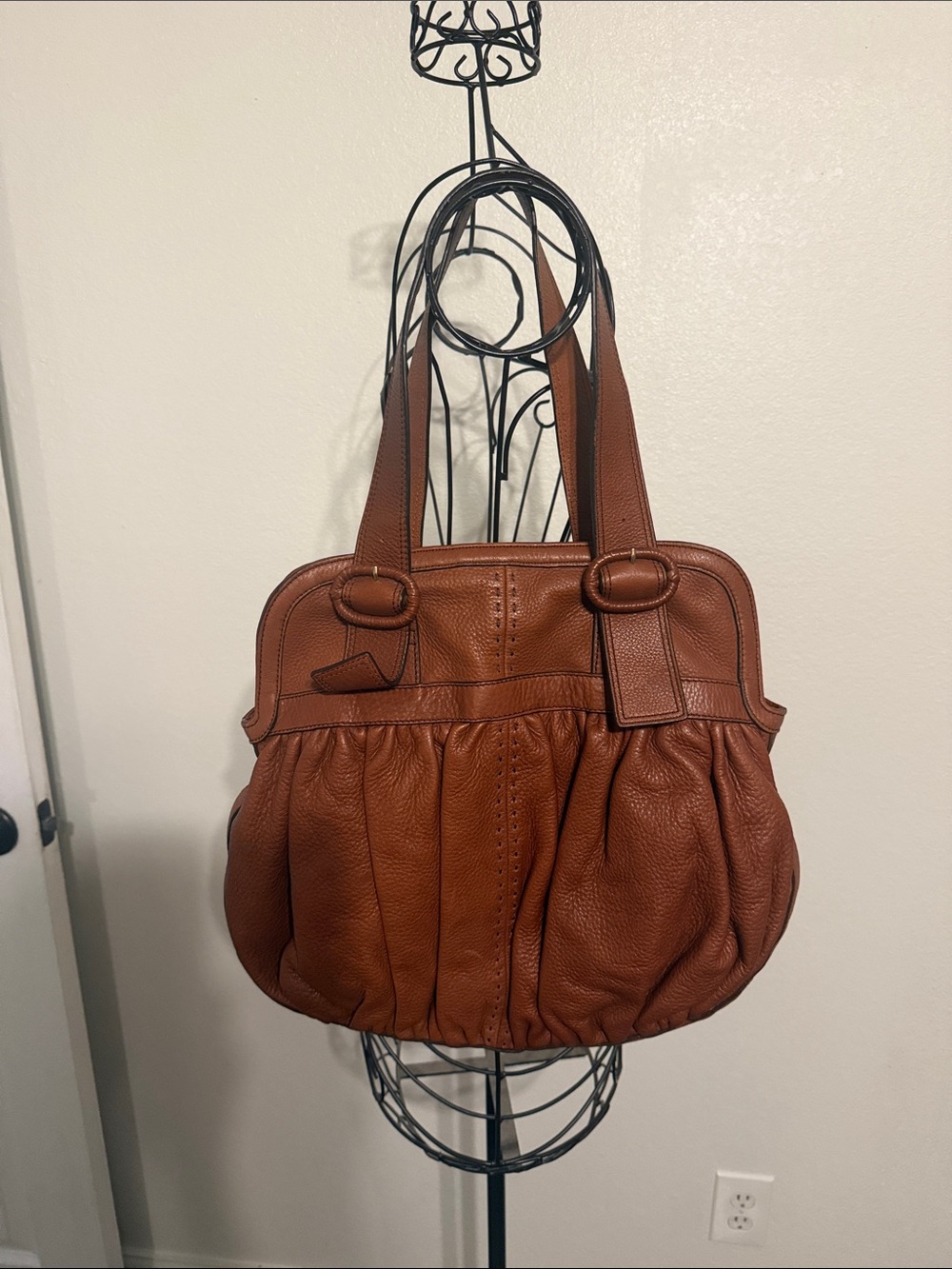 Cole Haan Pebbled Leather Shoulder Bag in Cognac
